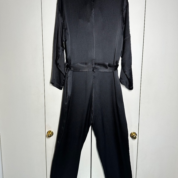 Beautiful black silk NO 6 STORE size 0 belted jumpsuit. - Picture 3 of 15
